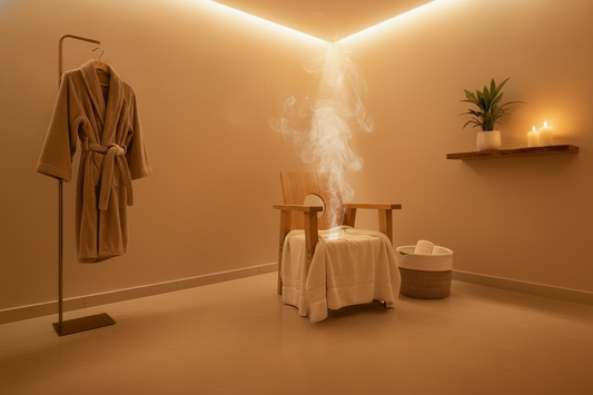 keep the image but put a towel ask skirt to cover the bottom of the chair and show steam coming out the middle of the chair to indicate the steam